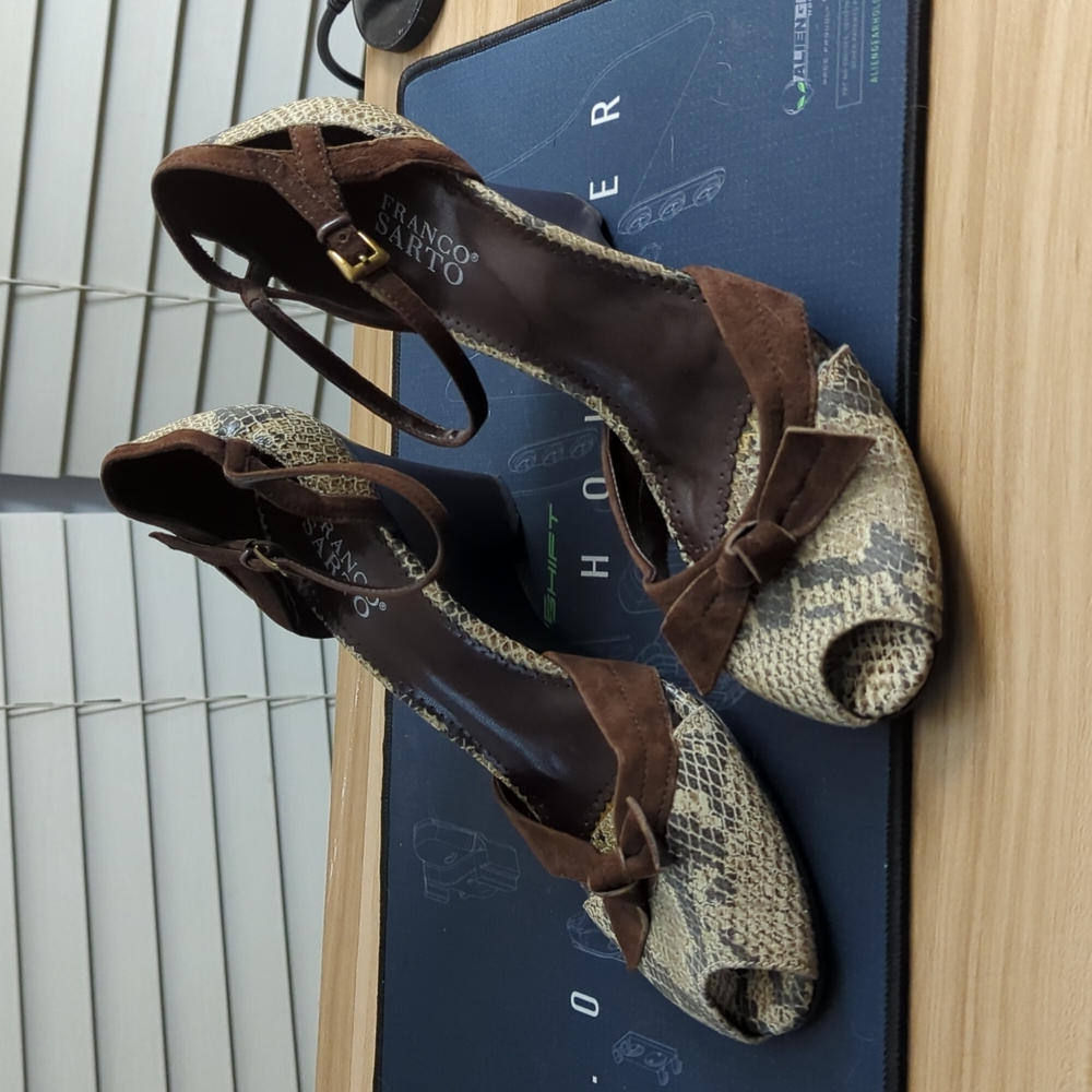 Franco Sarto snake skin and leather heels size 9.5